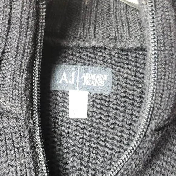 Armani Jeans Vtg Mens Black & Red Checkered Half-Zip Sweater Made In Italy Large